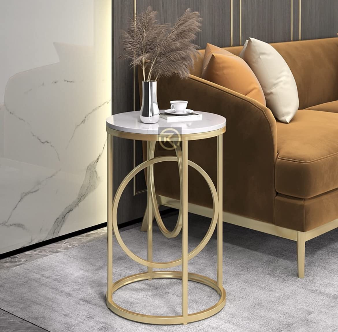 Gold X-End Table | Corner Table for Living Room