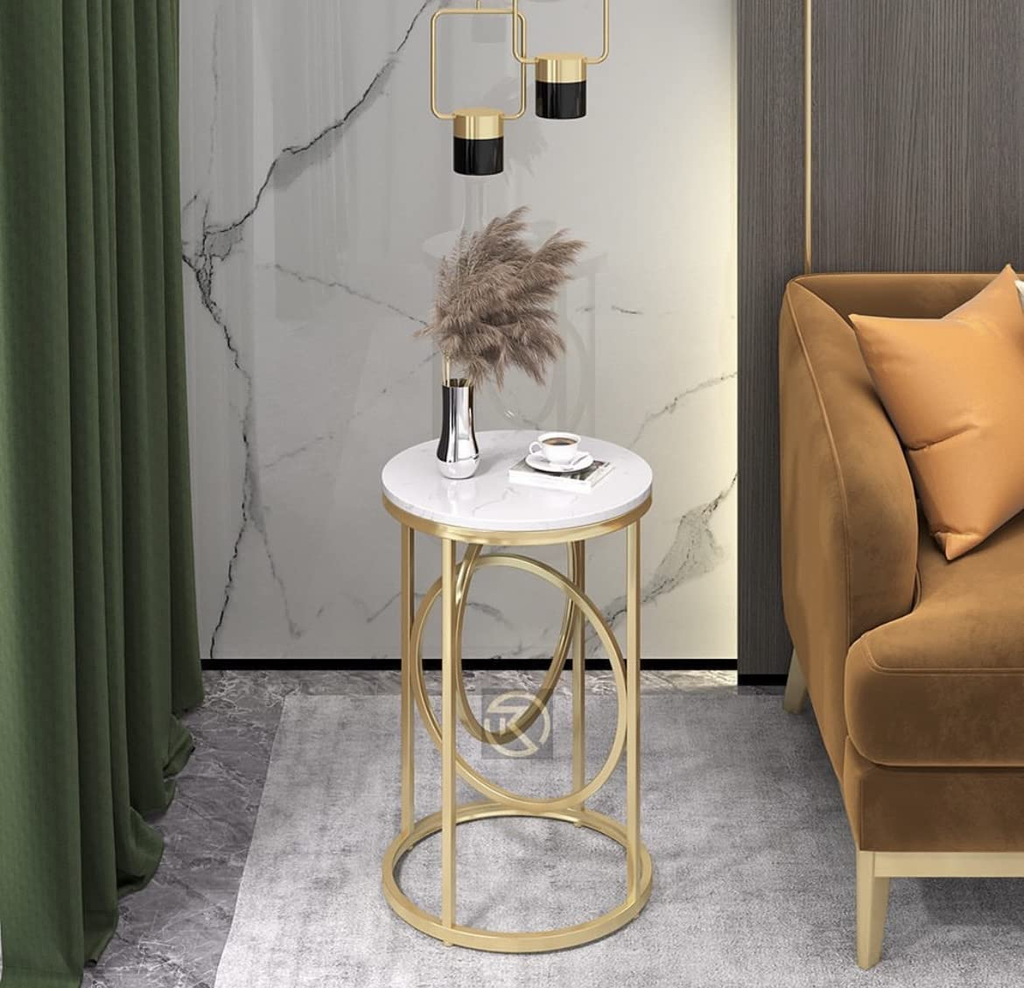Gold X-End Table | Corner Table for Living Room