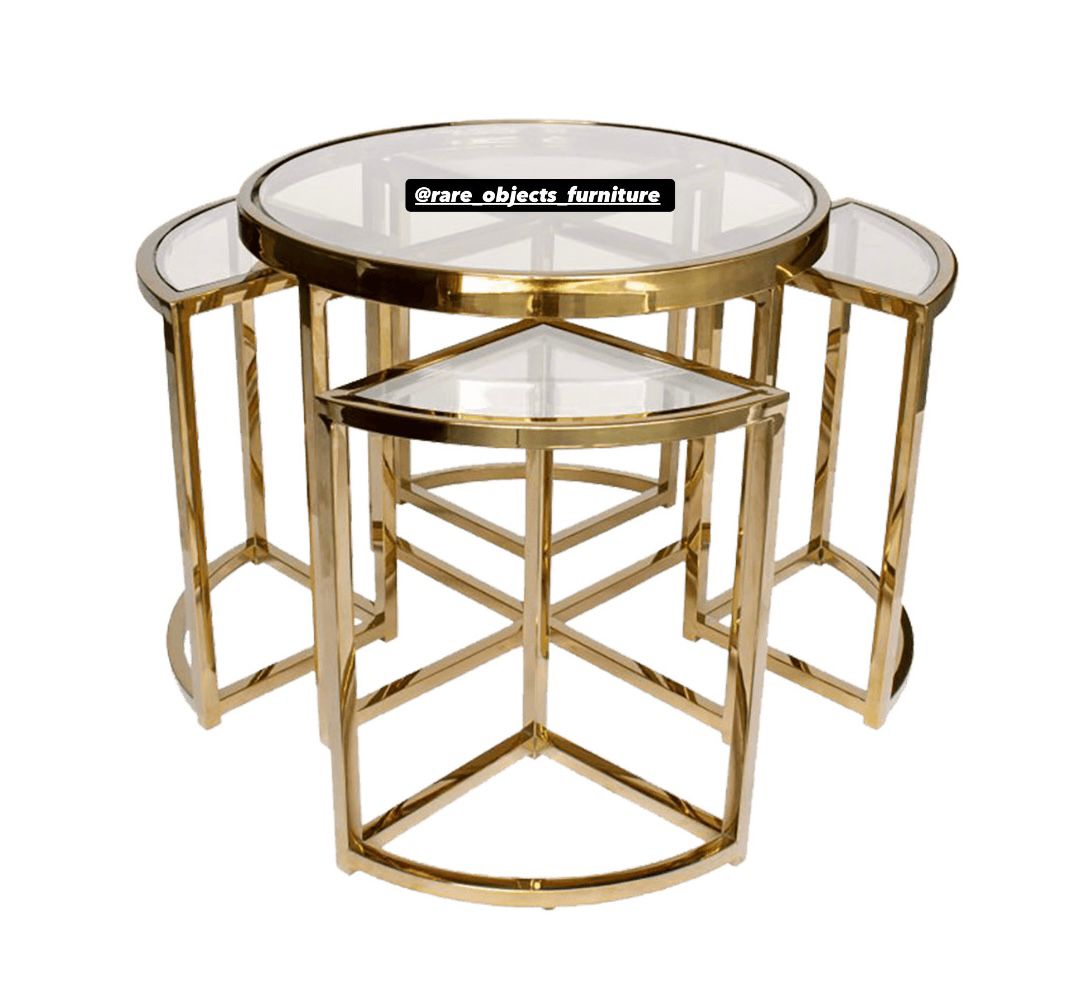 Gold Majestic Side Table with 4 Nesting Tables (Set of 5)