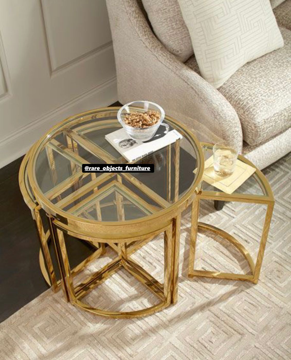 Gold Majestic Side Table with 4 Nesting Tables (Set of 5)
