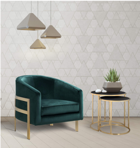 Velvet Barrel Chair (Gold &amp; Green Version)