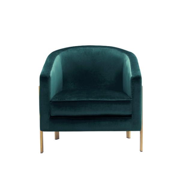 Velvet Barrel Chair (Gold &amp; Green Version)