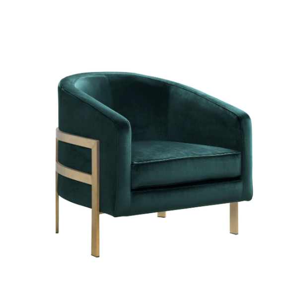 Velvet Barrel Chair (Gold &amp; Green Version)