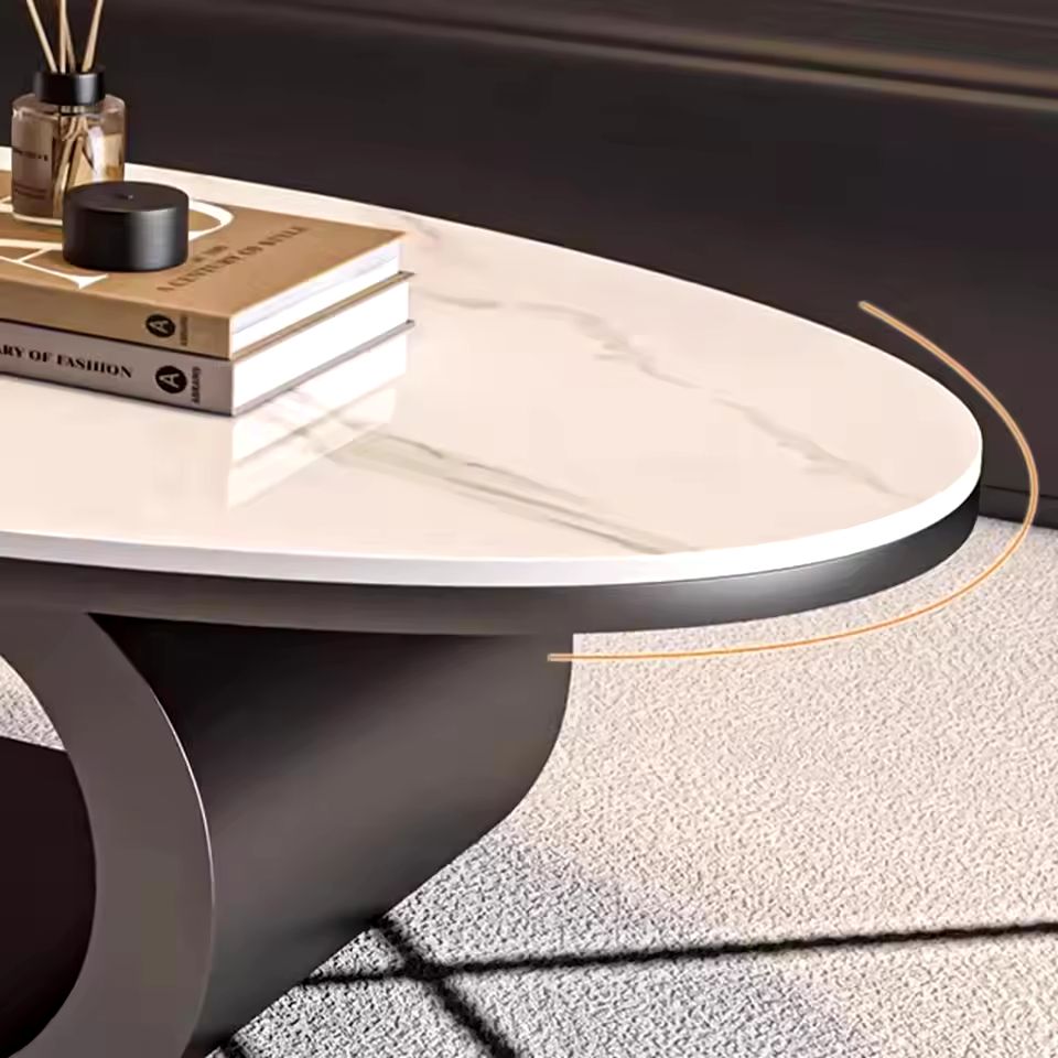 Oval Coffee Table with Marble Top