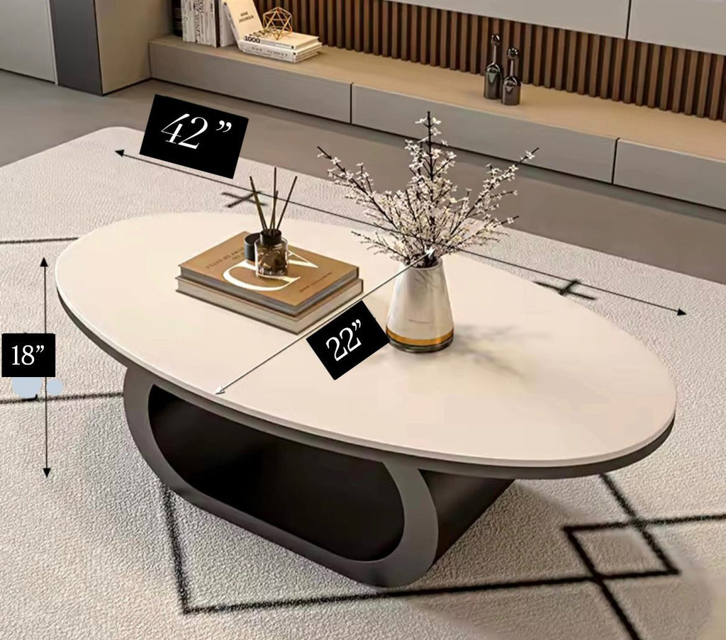 Oval Coffee Table with Marble Top