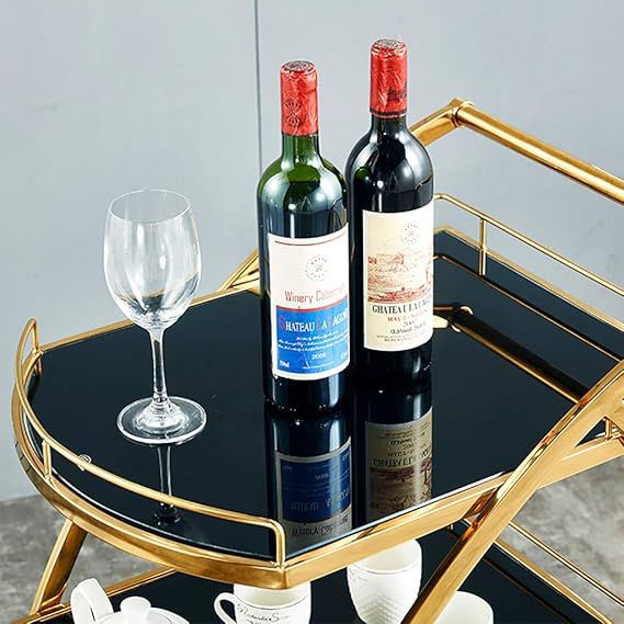 Modern 3-Tier Elegant Bar Cart in Gold Finish