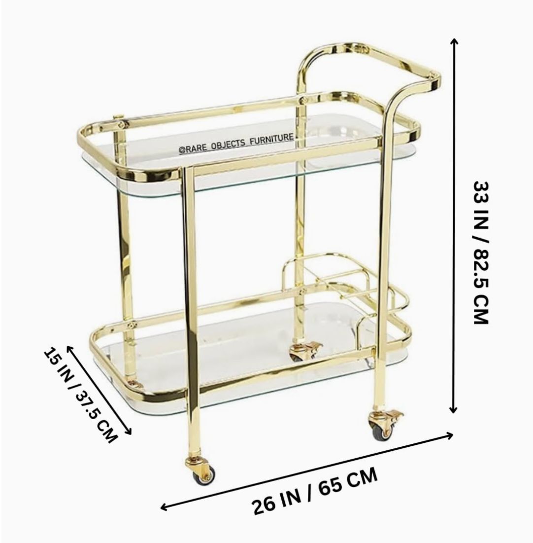 Modern 2-Tier Sleek Design Serving Trolley with Bottle Holders