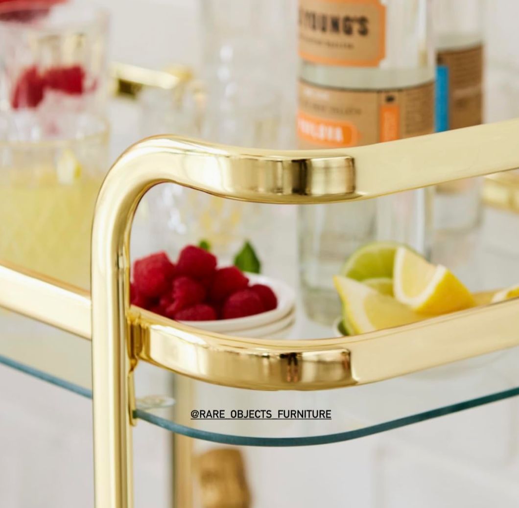 Modern 2-Tier Sleek Design Serving Trolley with Bottle Holders