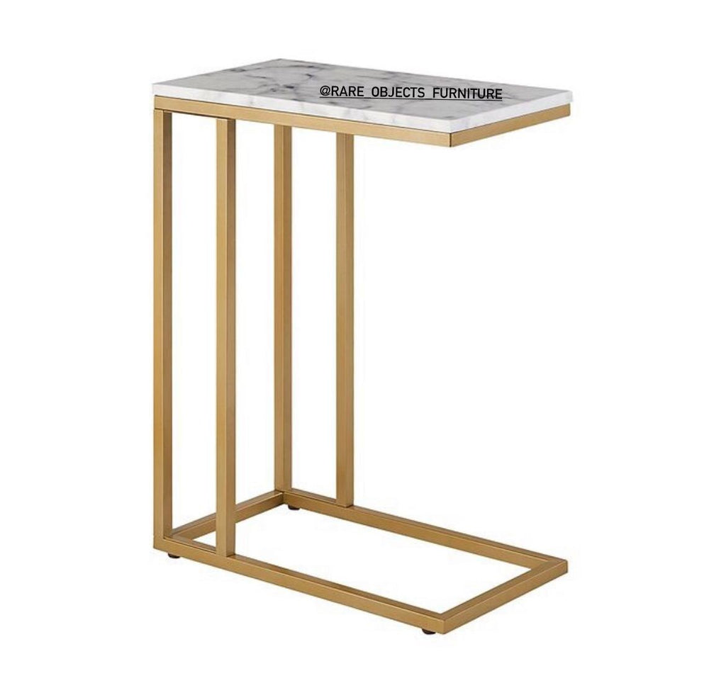 Sofa Side C-Table with White Marble Top