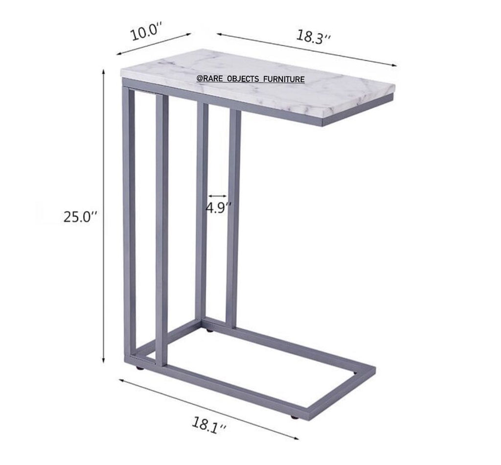 Sofa Side C-Table with White Marble Top