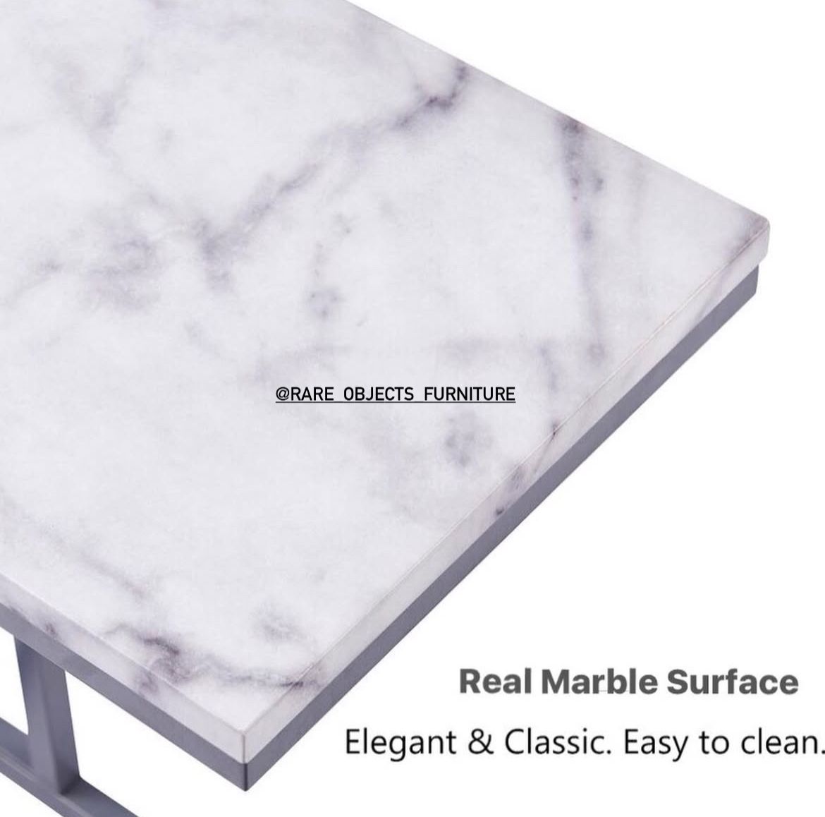 Sofa Side C-Table with White Marble Top