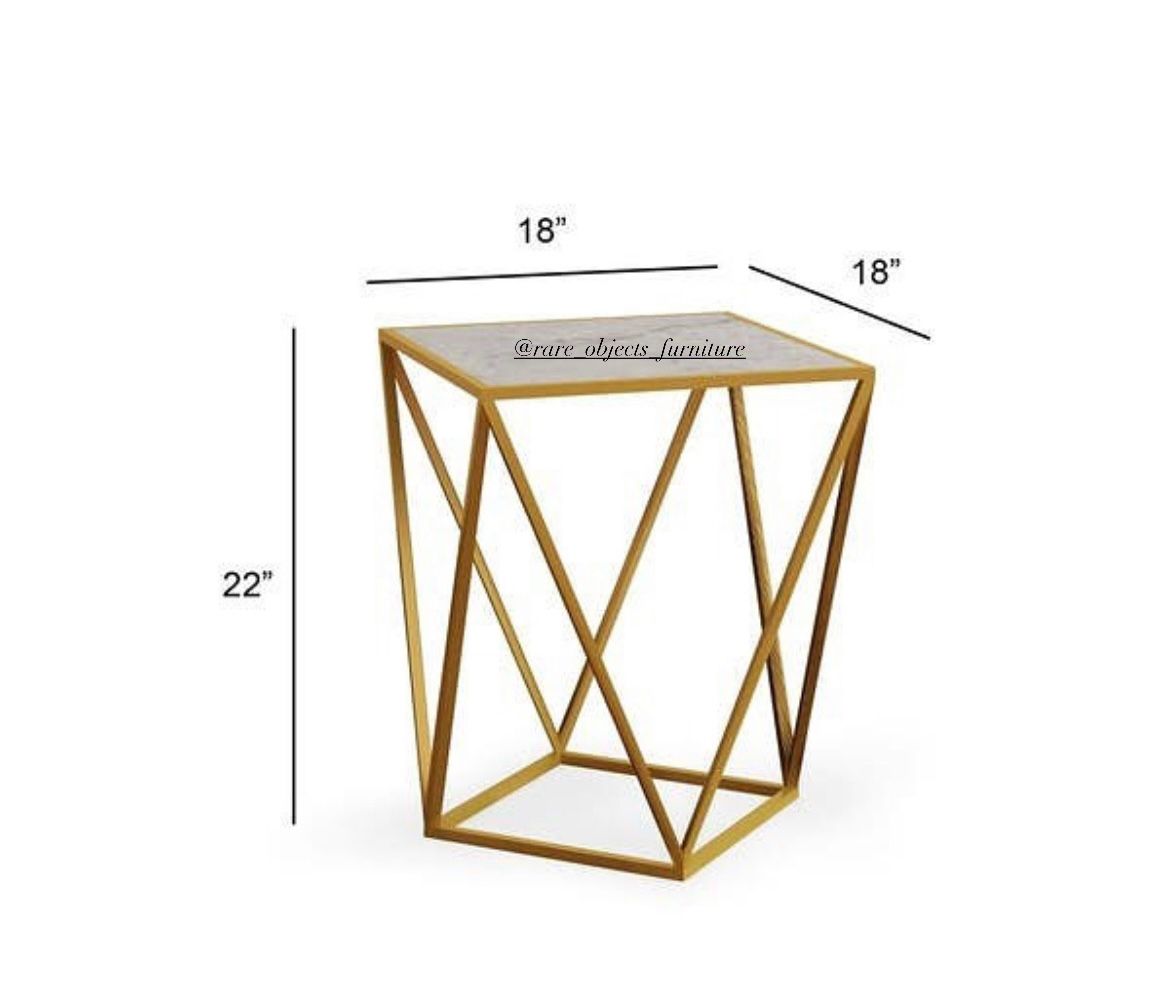 Modern Metal Accent Table with Marble Top
