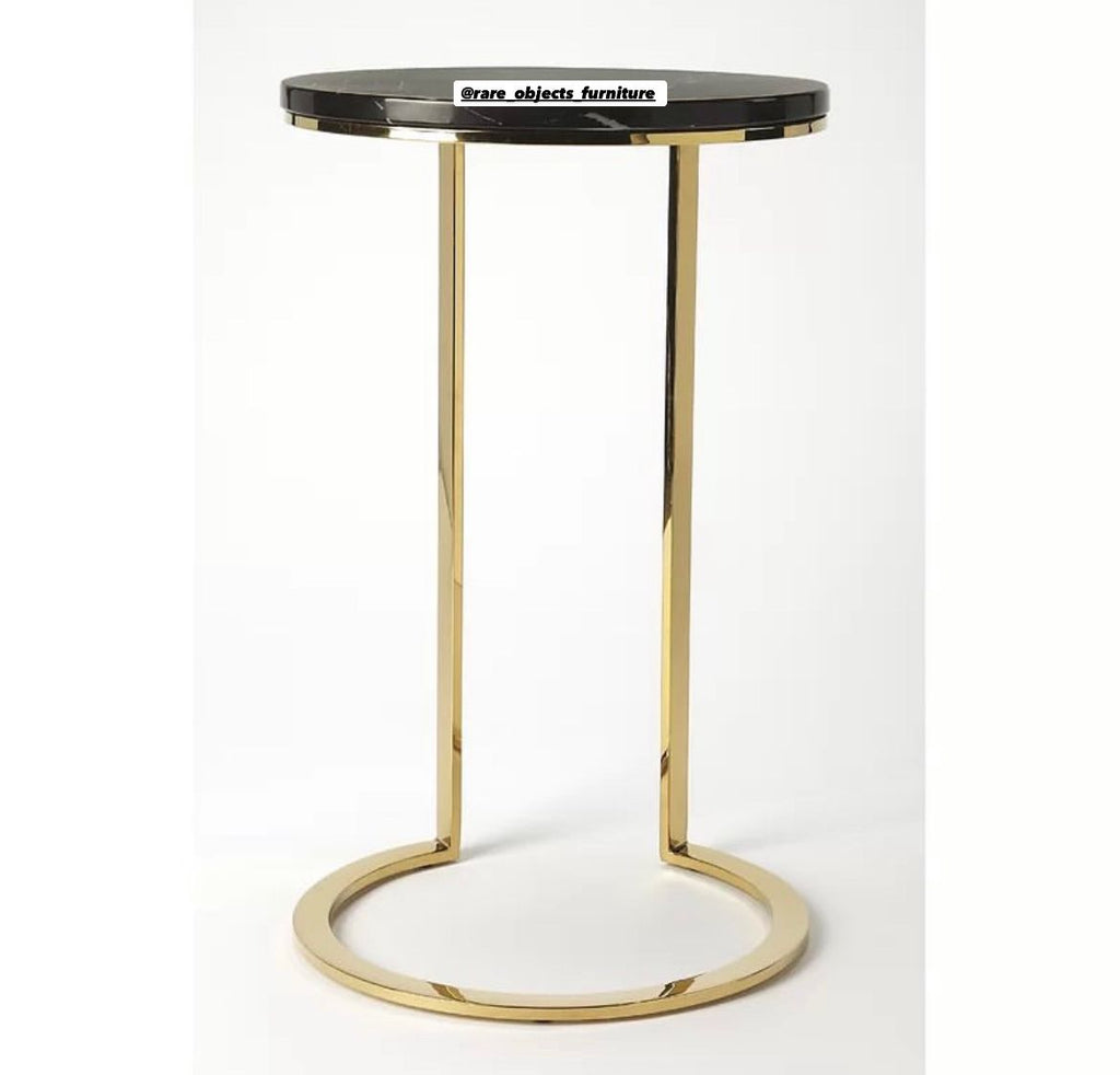 Handmade Butler C-Side Table in Gold and Black