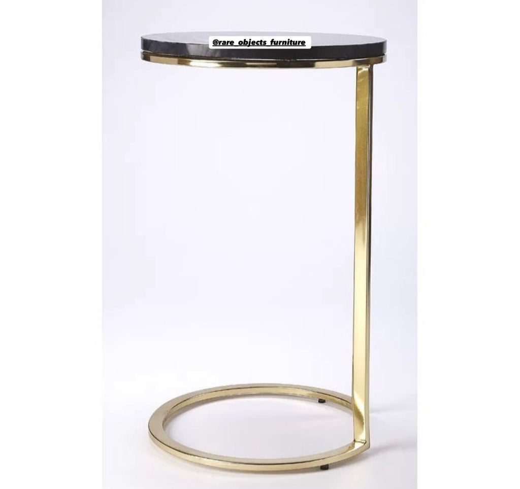 Handmade Butler C-Side Table in Gold and Black