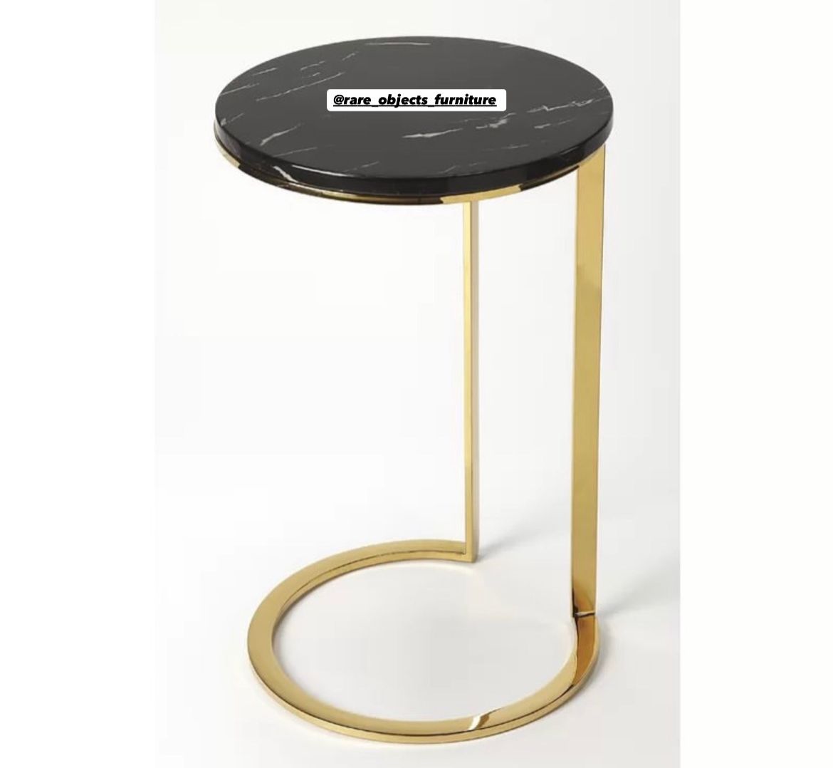 Handmade Butler C-Side Table in Gold and Black