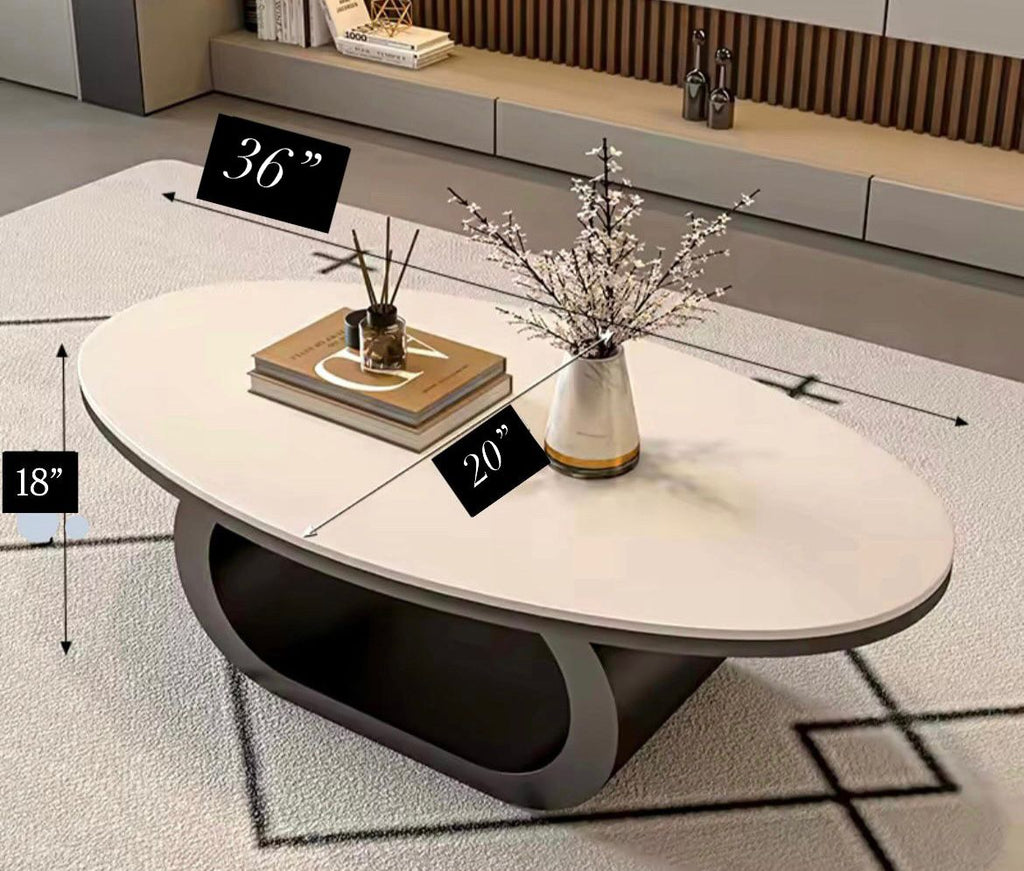 Oval Coffee Table with Marble Top