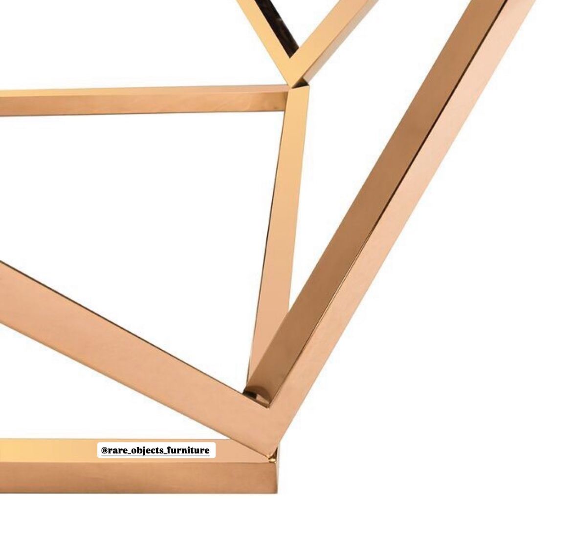 Geometric Rose Gold Coffee Table with Marble Top