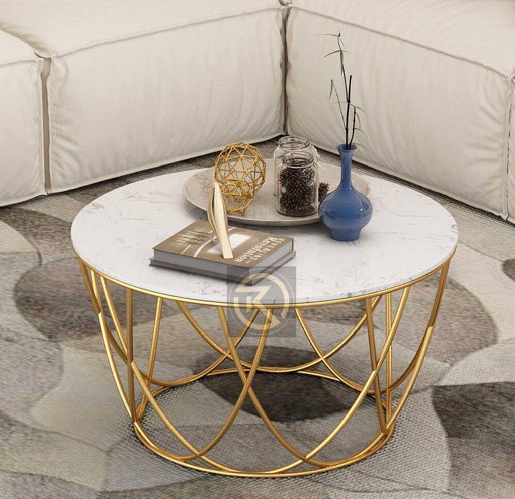 Round Matte Gold Tea Table for Bedroom/ Living Room
