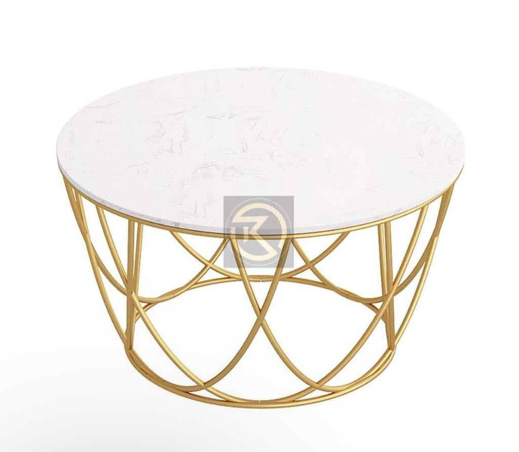 Round Matte Gold Tea Table for Bedroom/ Living Room