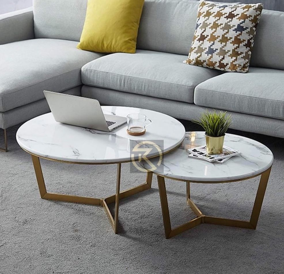 Three Legged Elegant Round Nesting Coffee Tables (Set of 2)