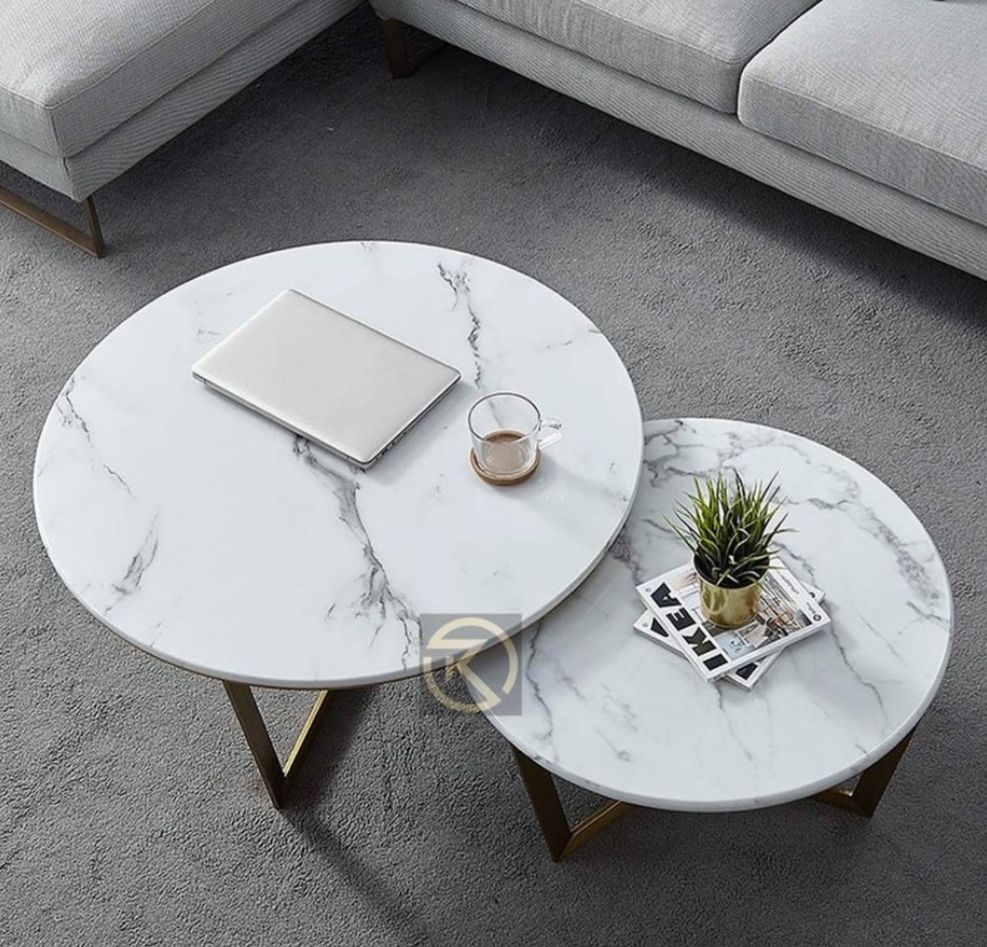 Three Legged Elegant Round Nesting Coffee Tables (Set of 2)