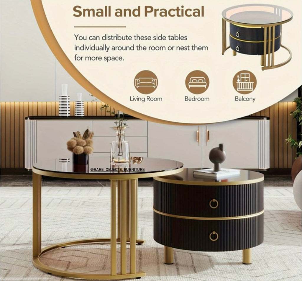 2 in 1 Round Nesting Coffee Tables
