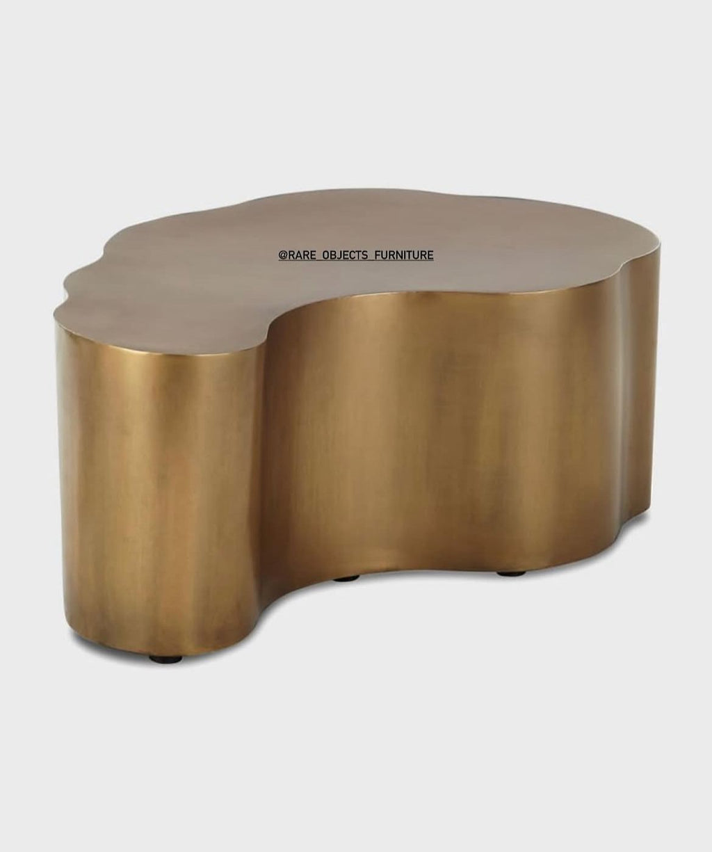 Modern Sculptural Coffee Table in Antique Brass Finish