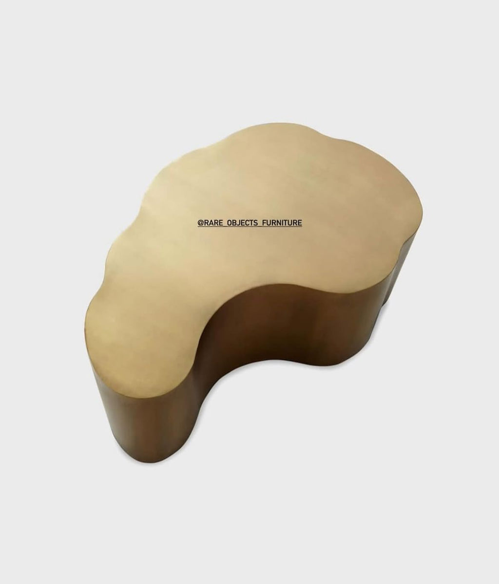 Modern Sculptural Coffee Table in Antique Brass Finish