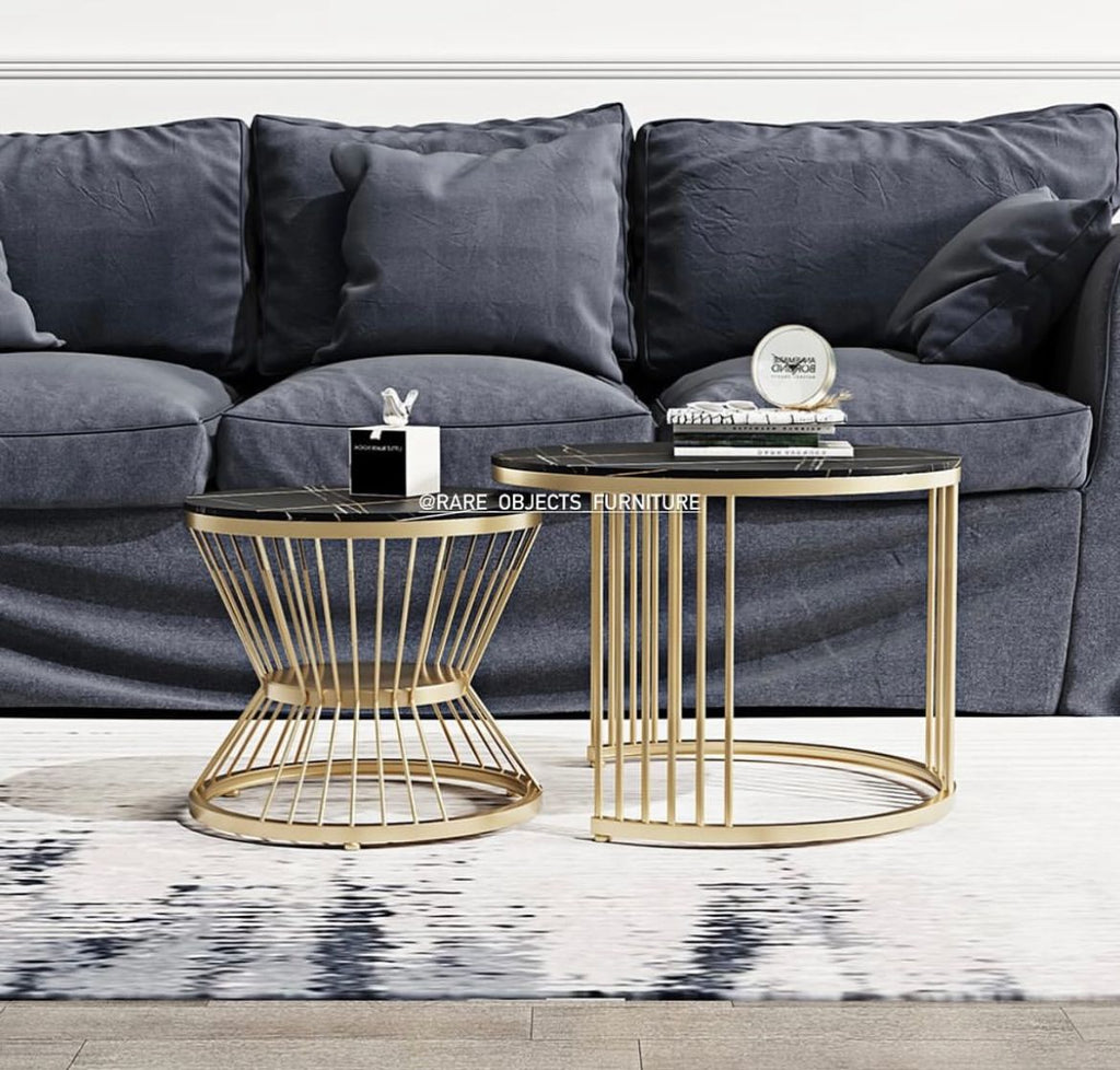 Modern Black and Gold Metal Nesting Coffee Tables (Set of 2)
