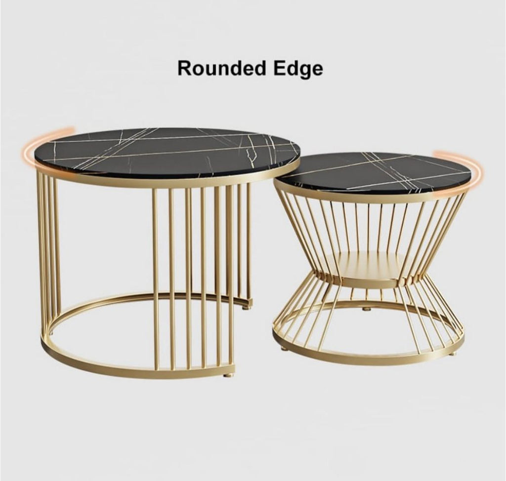 Modern Black and Gold Metal Nesting Coffee Tables (Set of 2)