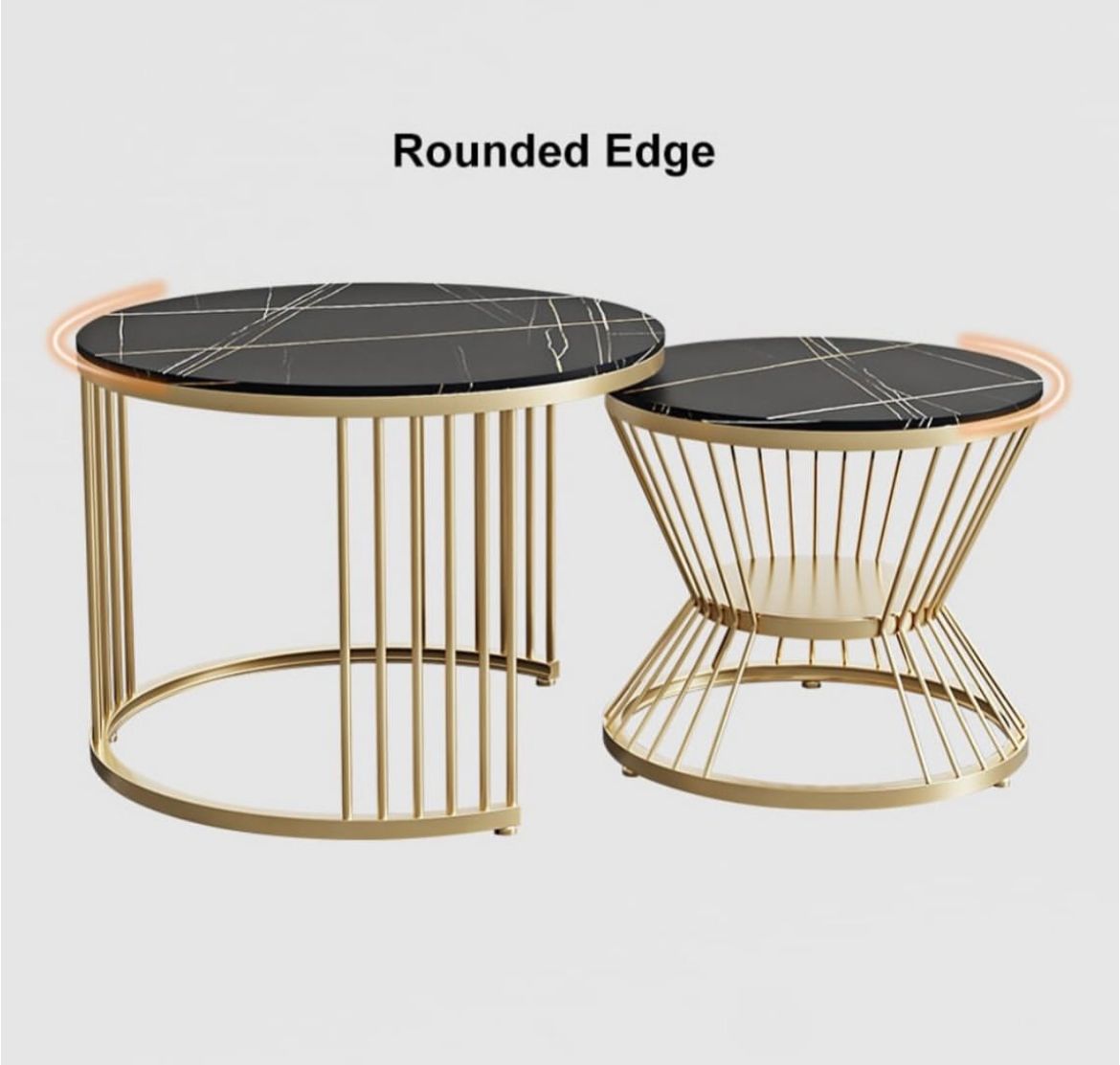 Modern Black and Gold Metal Nesting Coffee Tables (Set of 2)