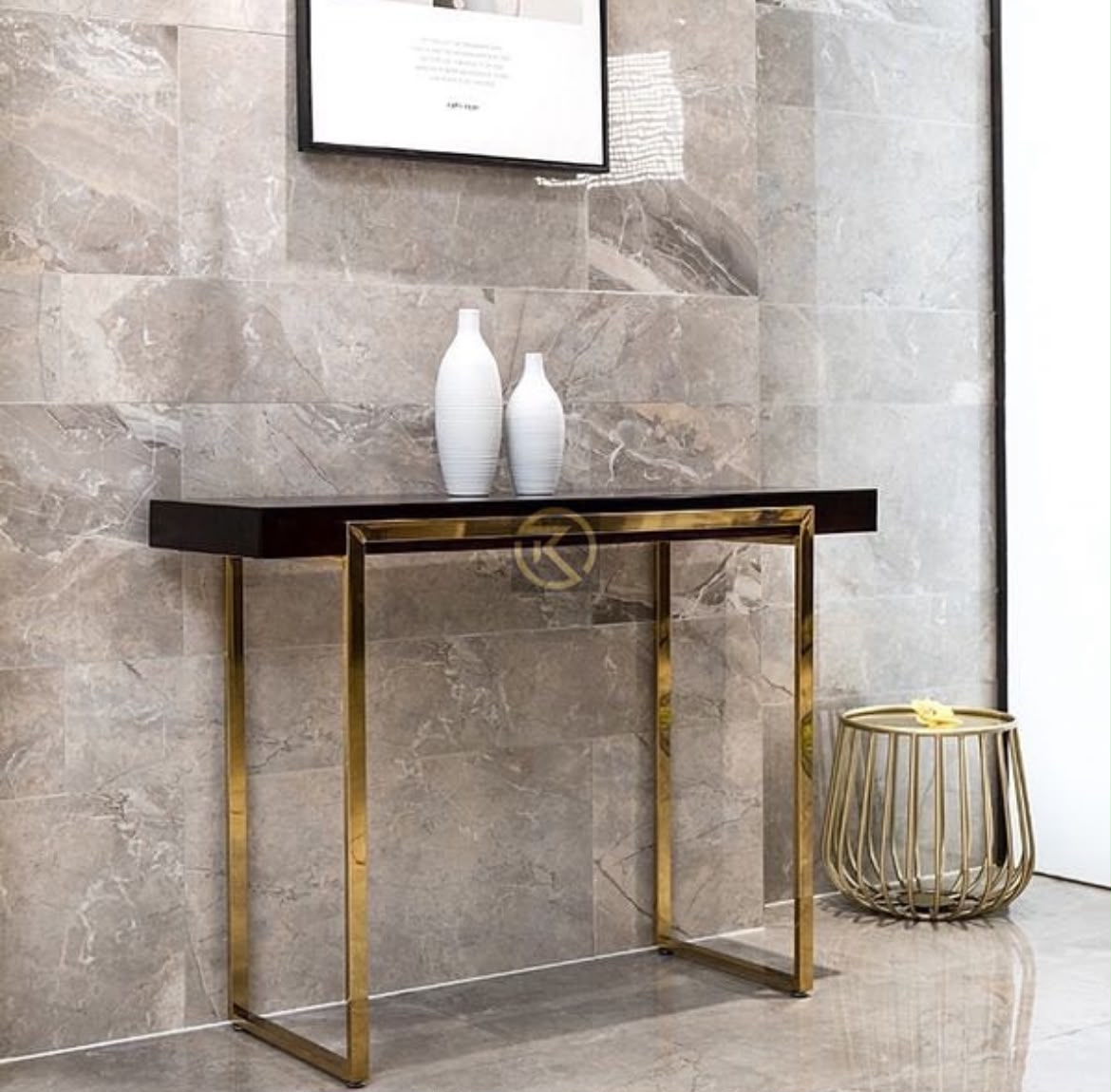 Modern Wooden Top Console Table for Entryway