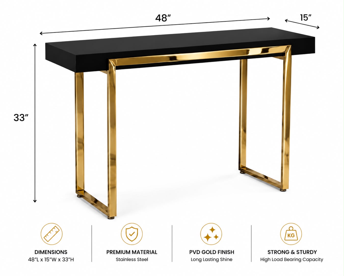 Modern Wooden Top Console Table for Entryway