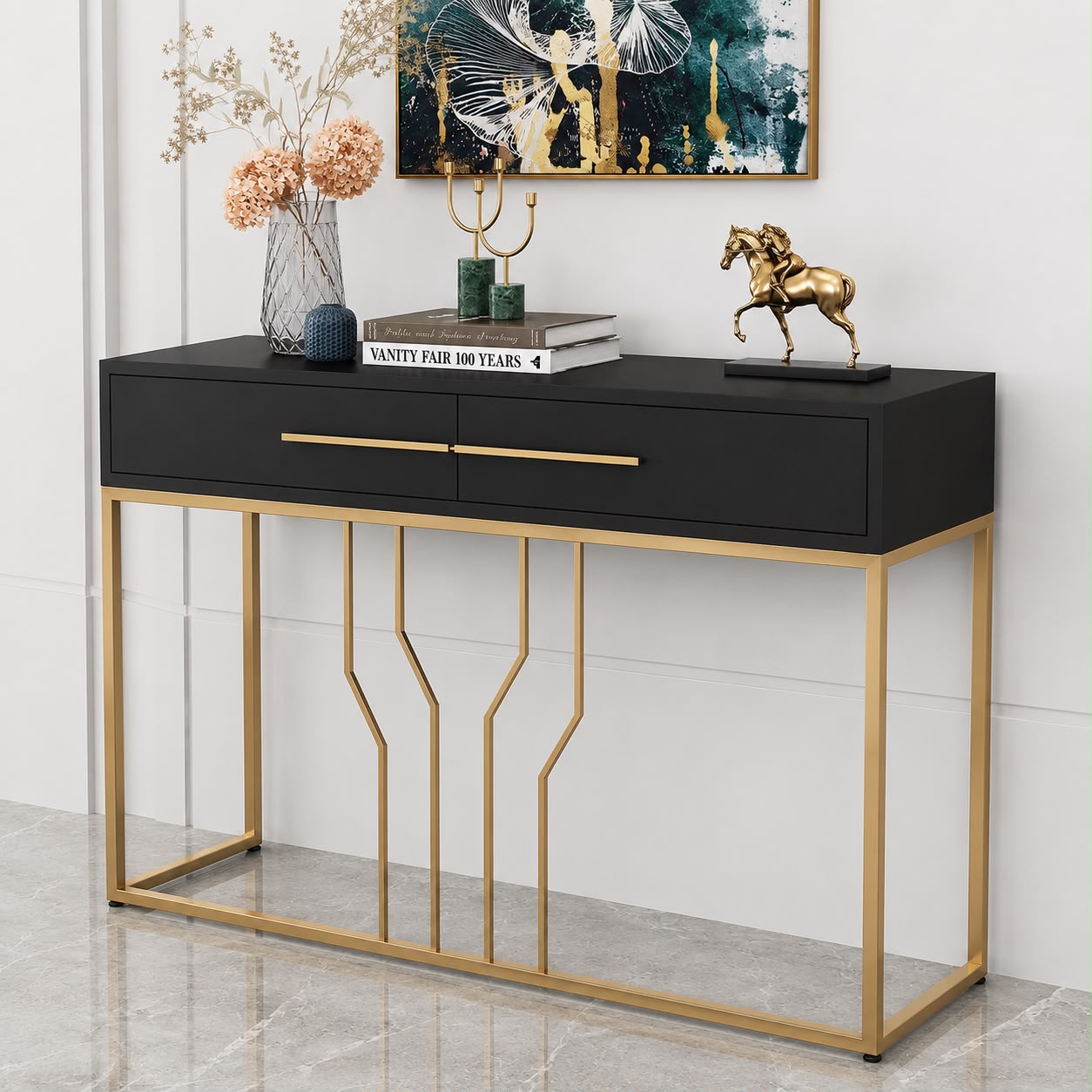 Narrow Console Table With Wooden Drawers