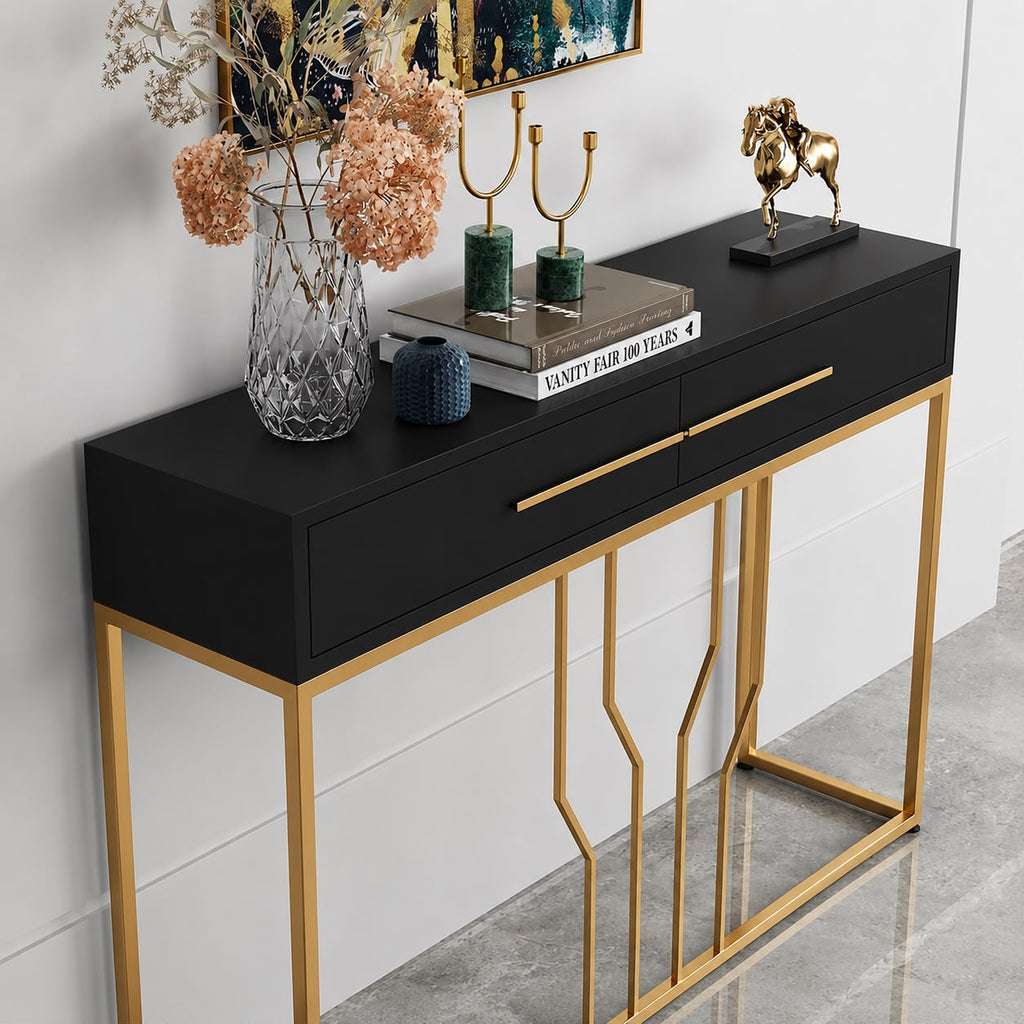 Narrow Console Table With Wooden Drawers