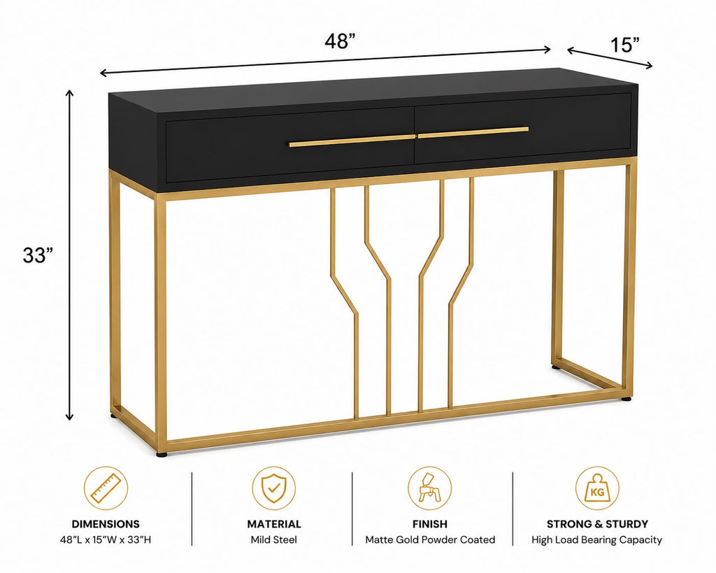 Narrow Console Table With Wooden Drawers