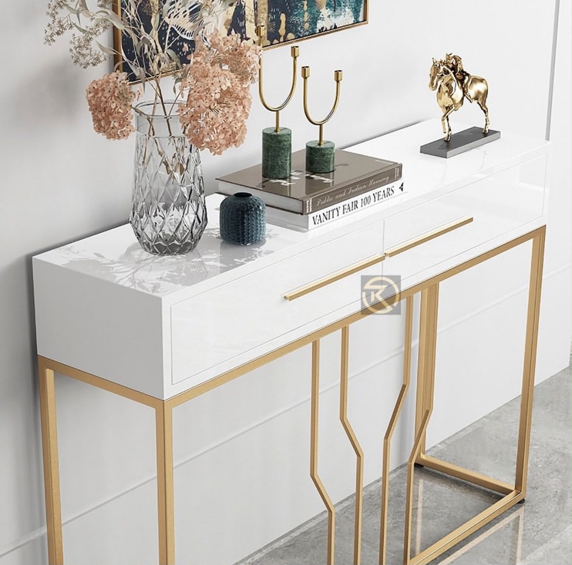 Narrow Console Table With Wooden Drawers