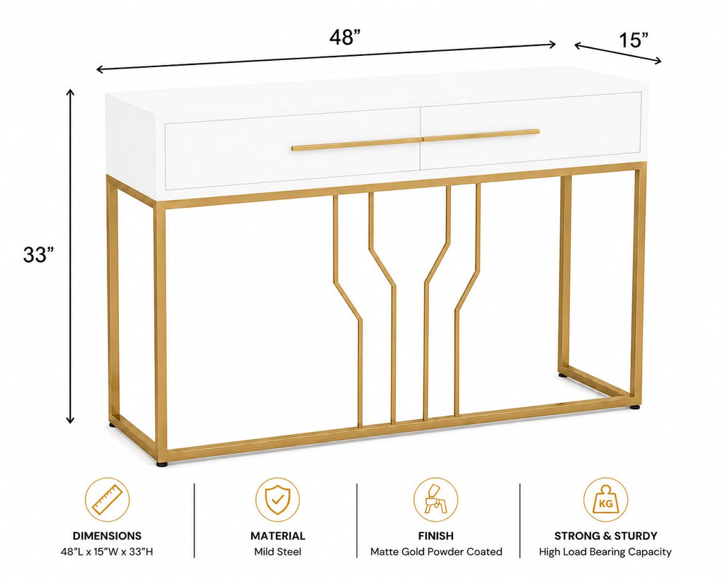Narrow Console Table With Wooden Drawers