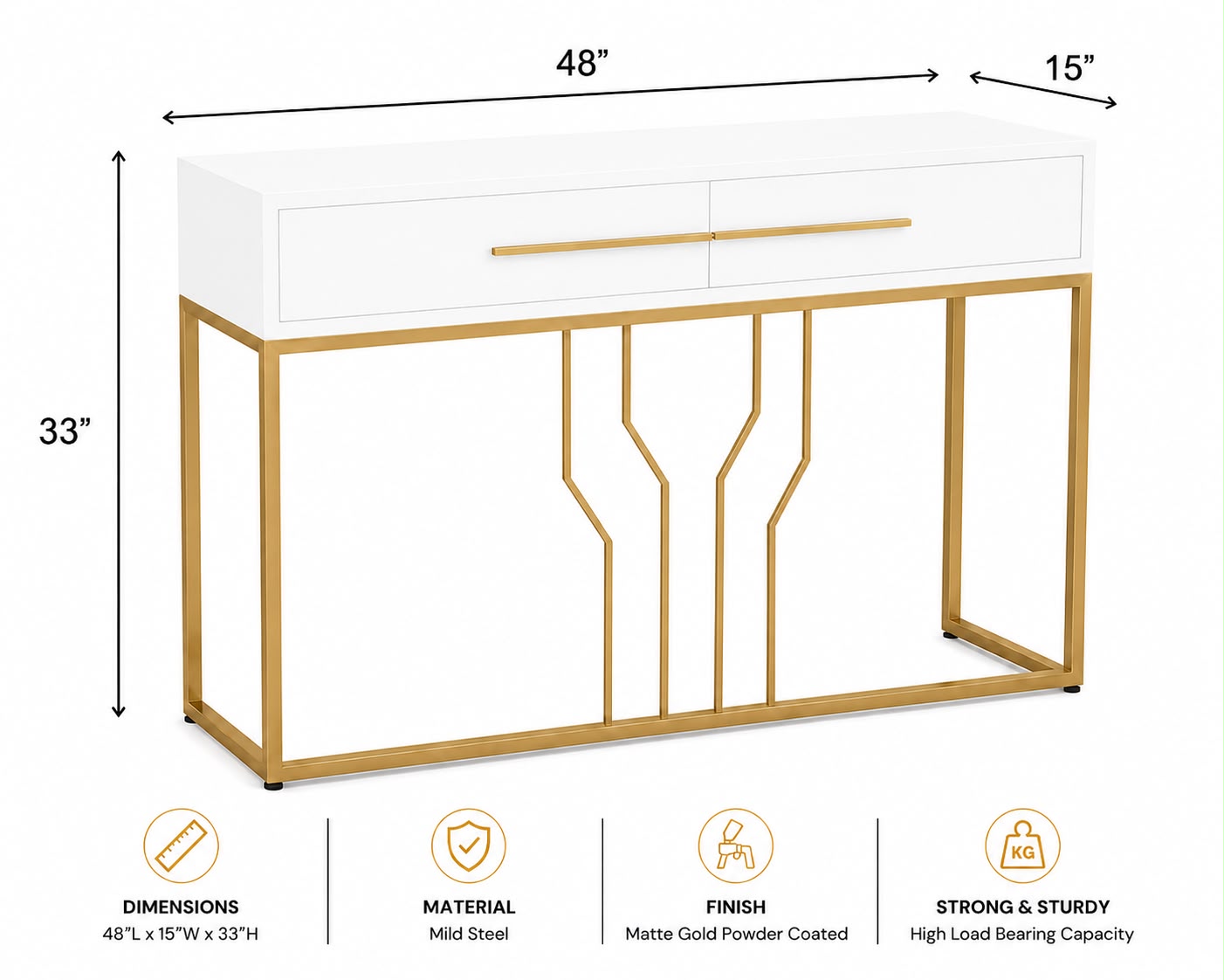 Narrow Console Table With Wooden Drawers