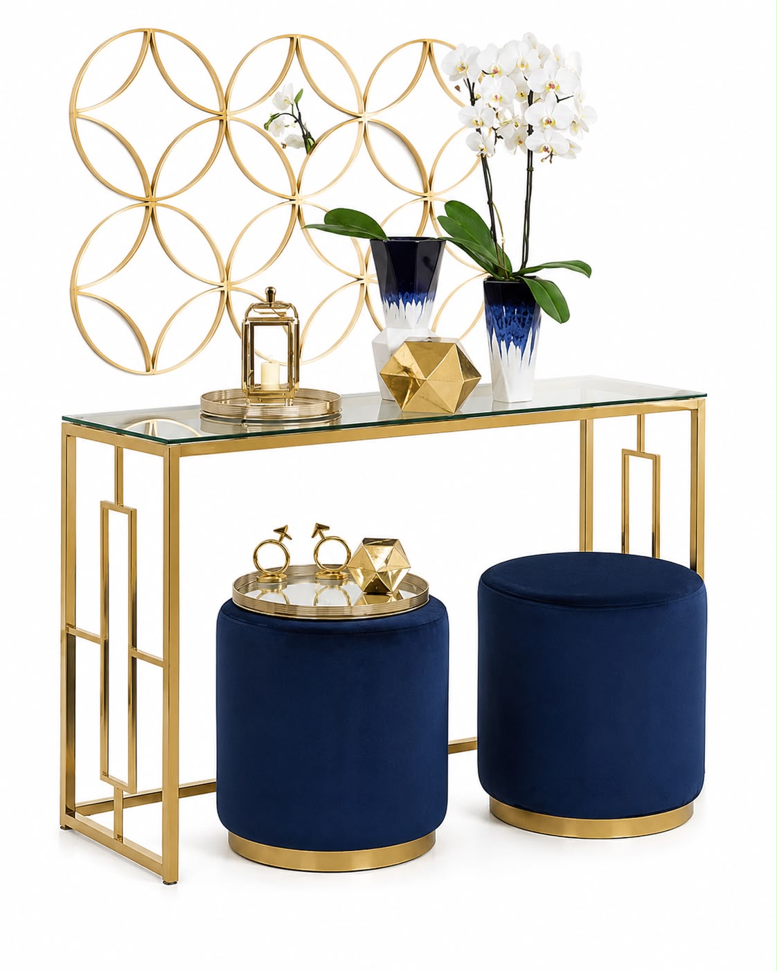 Modern Metal and Glass Console Table
