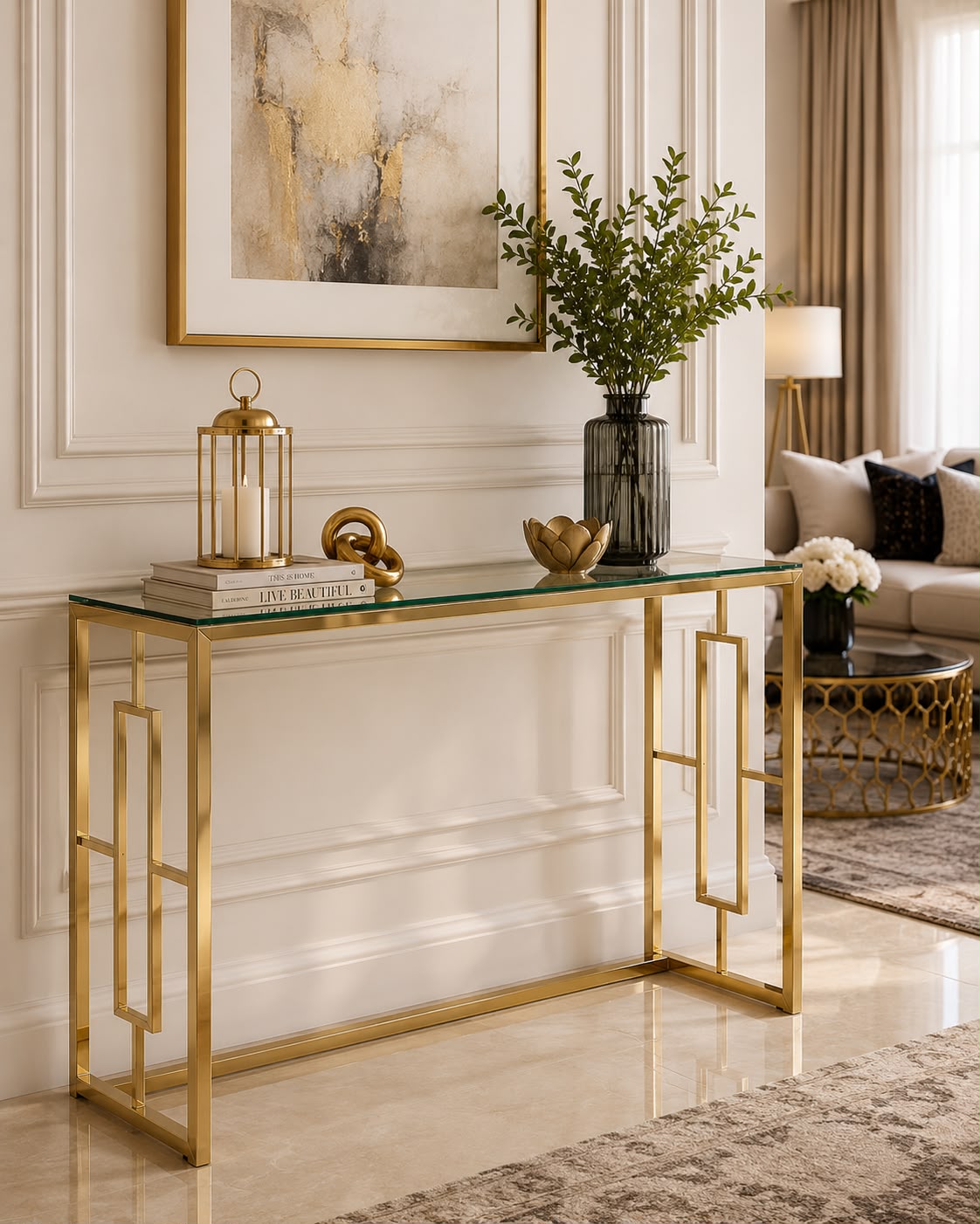 Modern Metal and Glass Console Table
