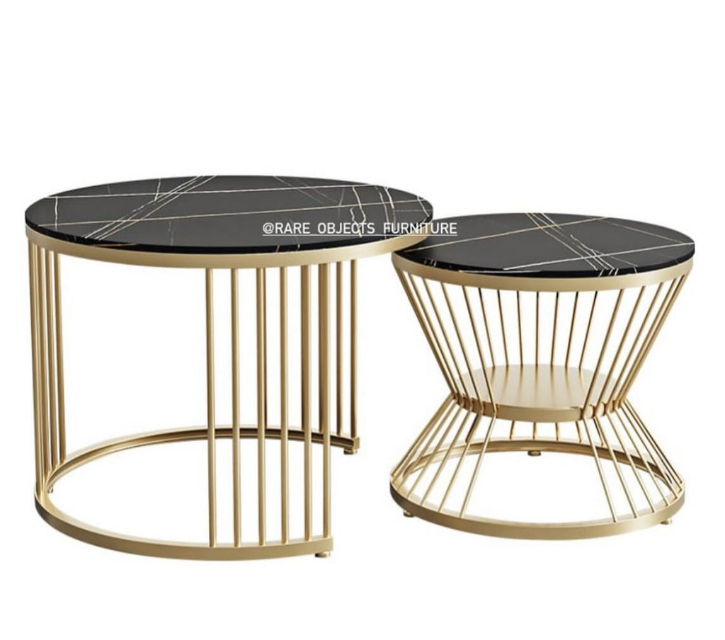 Modern Black and Gold Metal Nesting Coffee Tables (Set of 2)