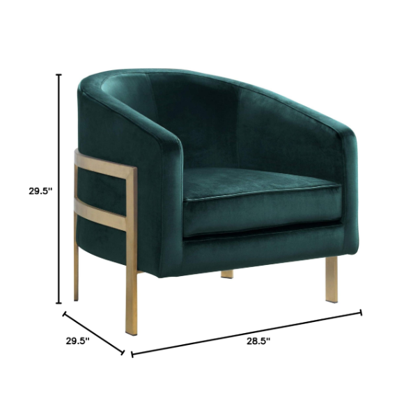 Velvet Barrel Chair (Gold &amp; Green Version)