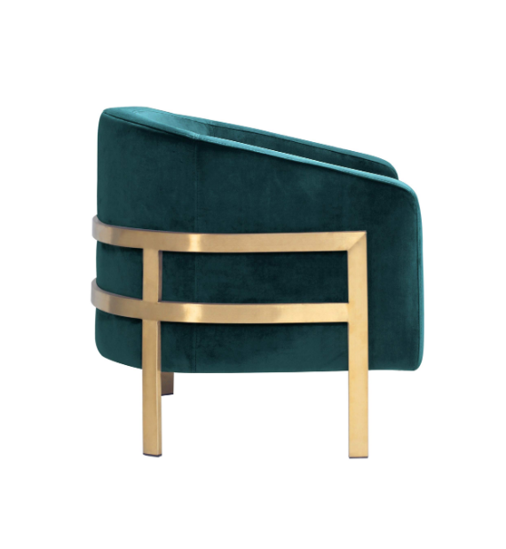 Velvet Barrel Chair (Gold &amp; Green Version)