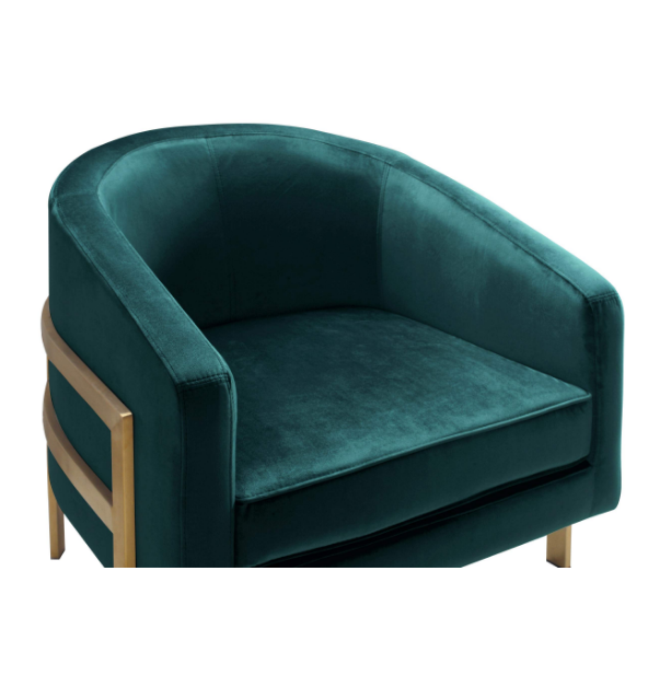 Velvet Barrel Chair (Gold &amp; Green Version)
